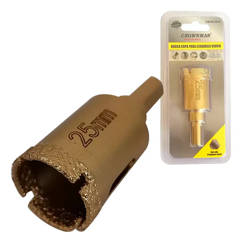 Broca Copa Sierra Diamantada para Vidrio Cerámica y Mármol 25 mm