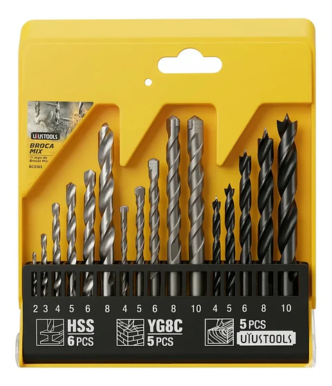 Juego De Brocas Para Madera Cemento Metal 16 Piezas