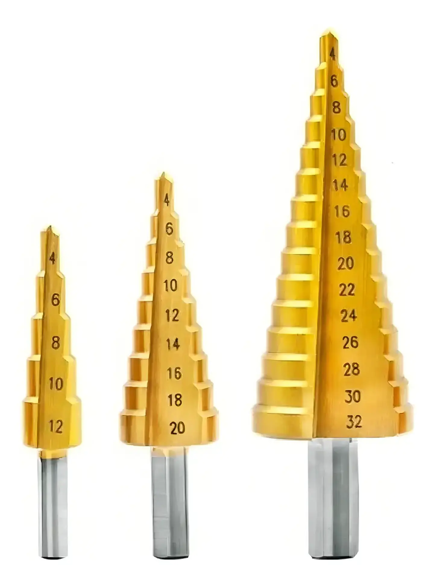 Set 3 Brocas Cónicas Escalonadas 4 a 32 mm para Metal 5