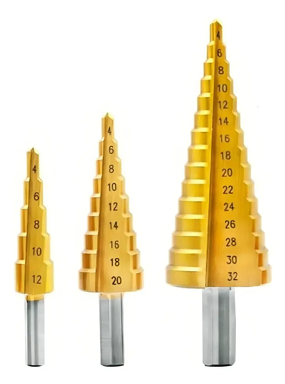 Set 3 Brocas Cónicas Escalonadas 4 a 32 mm para Metal 5