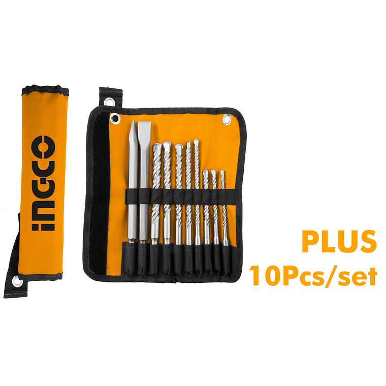 KIT CINCEL ,PUNTO Y BROCA SDS PLUS JGO 10 PZS INGCO 1