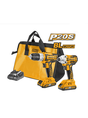 ATORNILLADOR IMPACTO Y TALADRO ATORN. INGCO INAL. 20V 2 PZS 