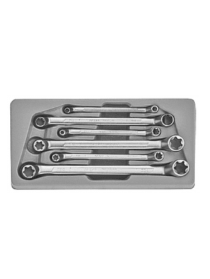 JUEGO LLAVES CORONA TORX HEMBRA ACODADA E6 - E24 MARCA FORCE