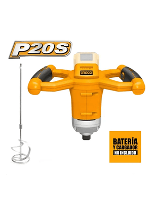MEZCLADOR DE CEMENTO Y PINTURA INGCO INALAMBRICO 20V (Sin Batería ni Cargador) MXLI2001