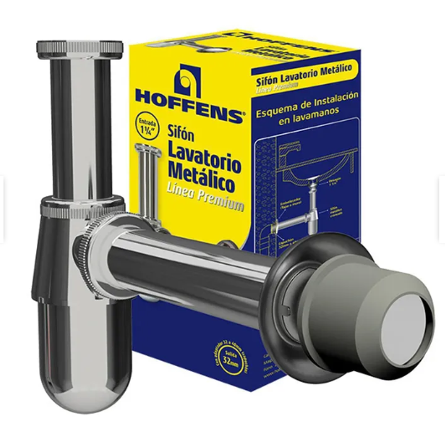 Sifon Lavatorio Metalico Hoffens 1 1/4 Linea Premium 1