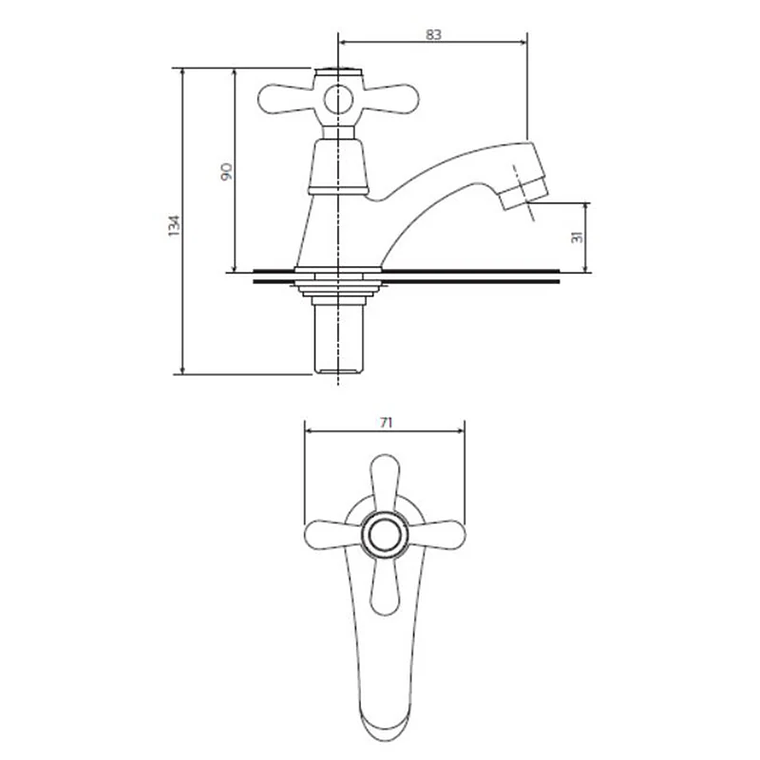 Llave Lavamanos Mossini Cruz Cromo STRETTO 2