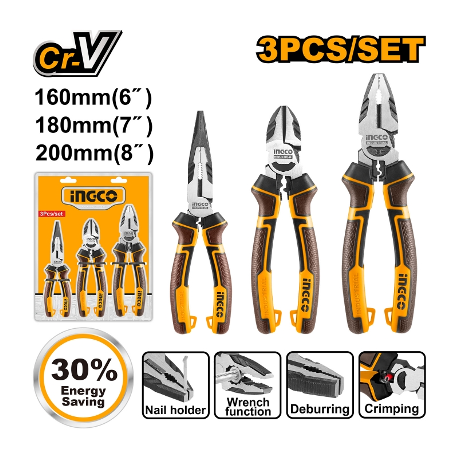 ALICATE Alta Resistencia INGCO INDUSTRIAL 3PZAS HKHLPS2831 1