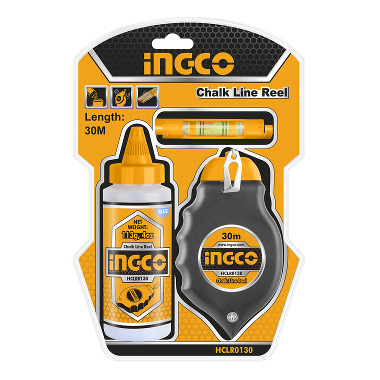 TIZA LINEAS INGCO PLASTICO CON TIZA Y NIVEL # HCLR0130 1