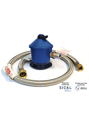 Kit Regulador de Gas + Flexible para Gas 1/2” x 3/8”