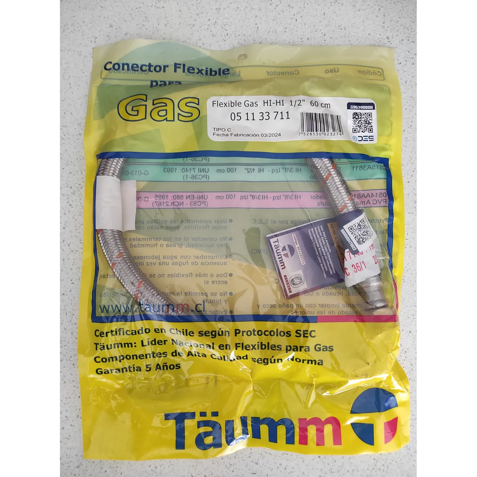 FLEXIBLE GAS HI-HI  1/2