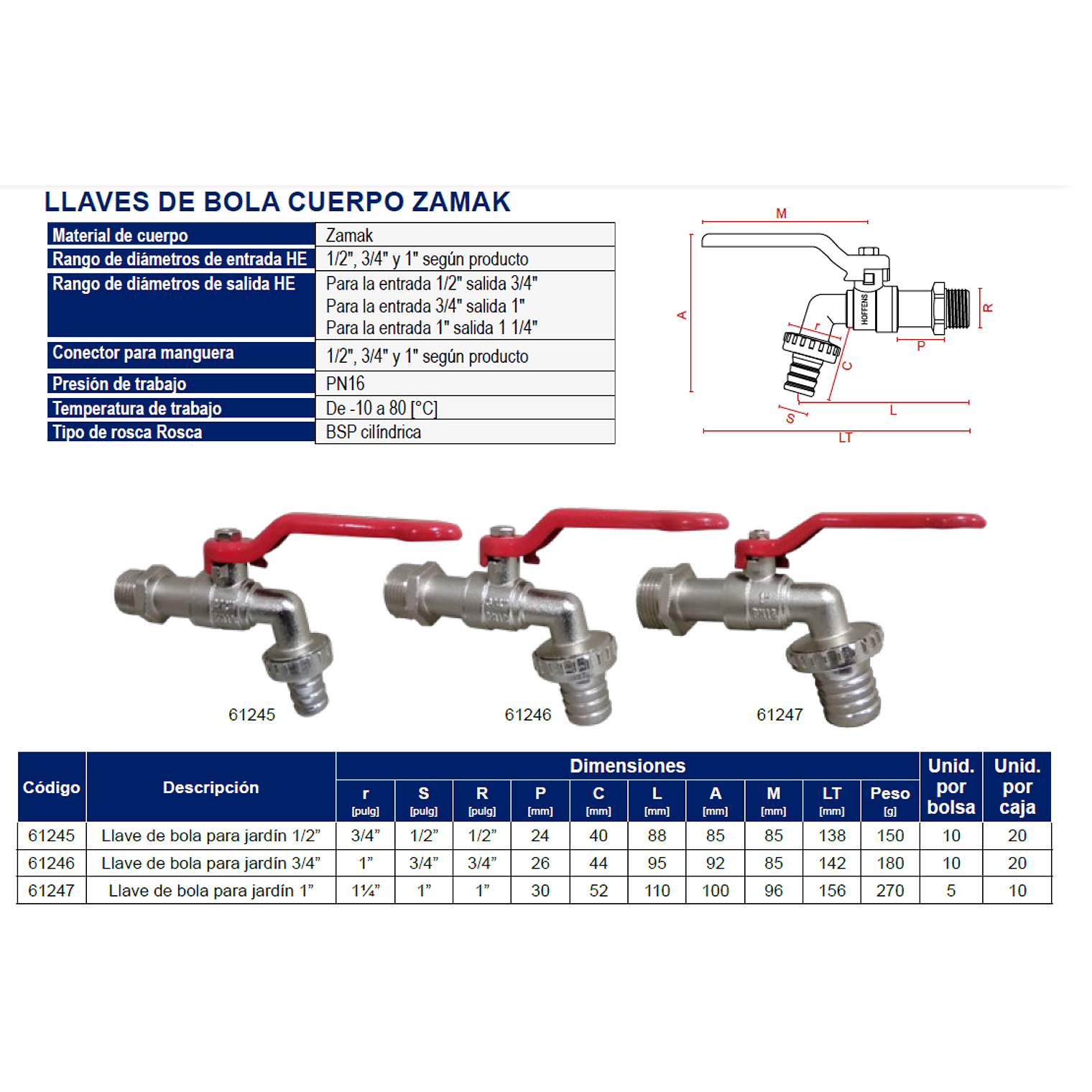 Llave de Bola Riego Jardín Lavadero ½” HOFFENS 3