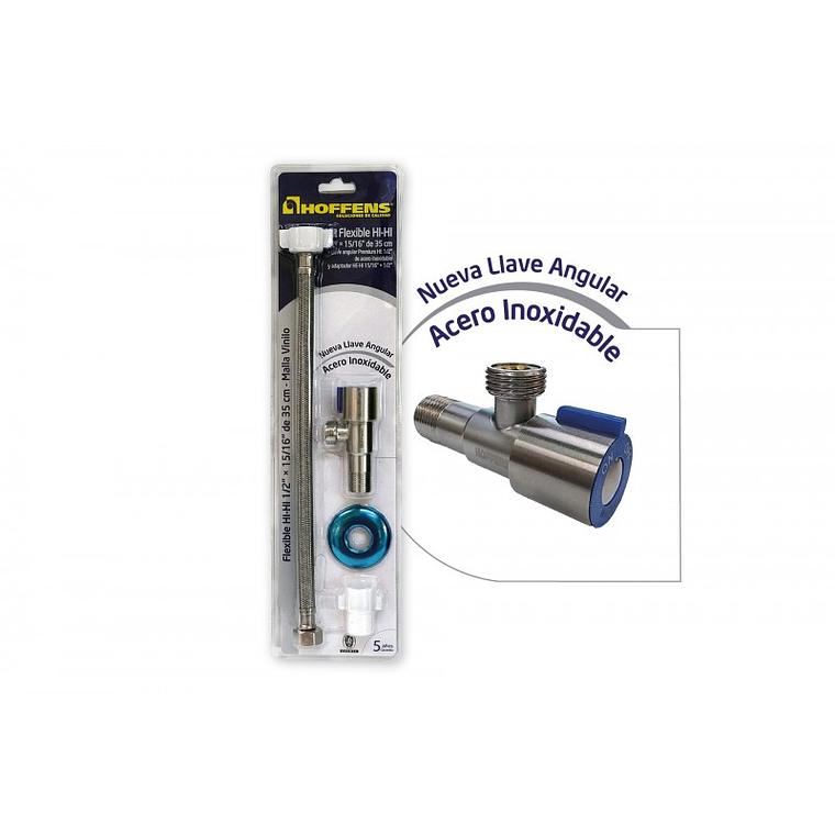 Kit Llave Angular Acero Inoxidable Premium + Flexible Vinilo HI / HI 1/2” × 15/16” 1