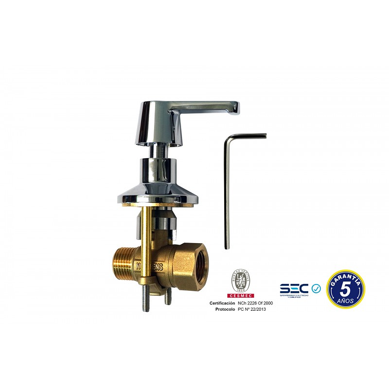 Llave Gas Encimera Cromada HI-HE 1/2” Hoffens 1