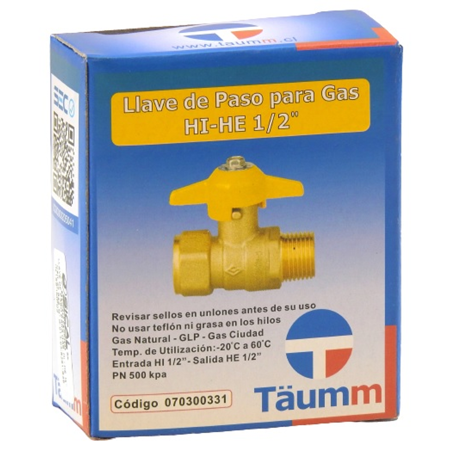   Llave Paso para Gas HI-HE 1/2