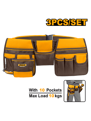 PORTAHERRAMIENTAS INGCO C/CINTURON 10 BOLSILLOS # HTBP020328