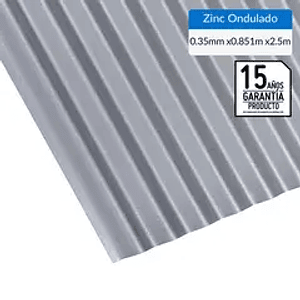 ZINC ACANALADO 0.35X85X2.5 MT. 400106