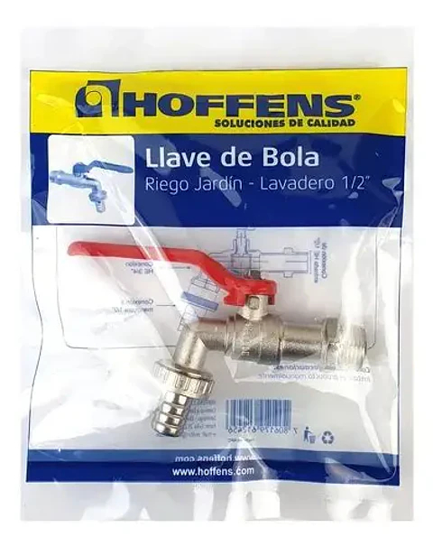 LLAVE BOLA JARDIN 1/2 HOFFENS MANILLA ROJA 61245