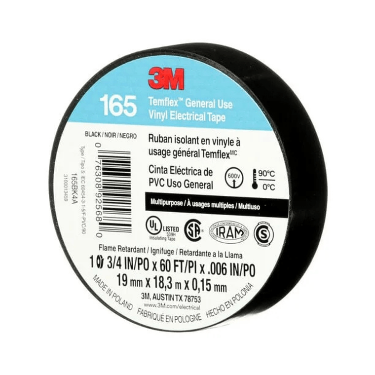 HUINCHA AISLADORA 3M 165 NEGRA 19MMX18M 263131 1