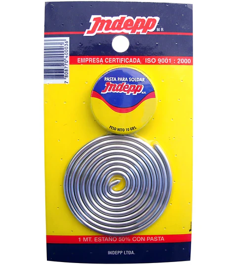 SOLDADURA ESTAÑO INDEPP 1MT+PASTA SOLDAR 10 GR.