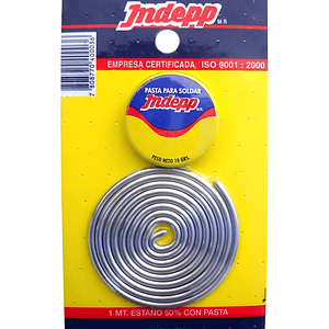 SOLDADURA ESTAÑO INDEPP 1MT+PASTA SOLDAR 10 GR.