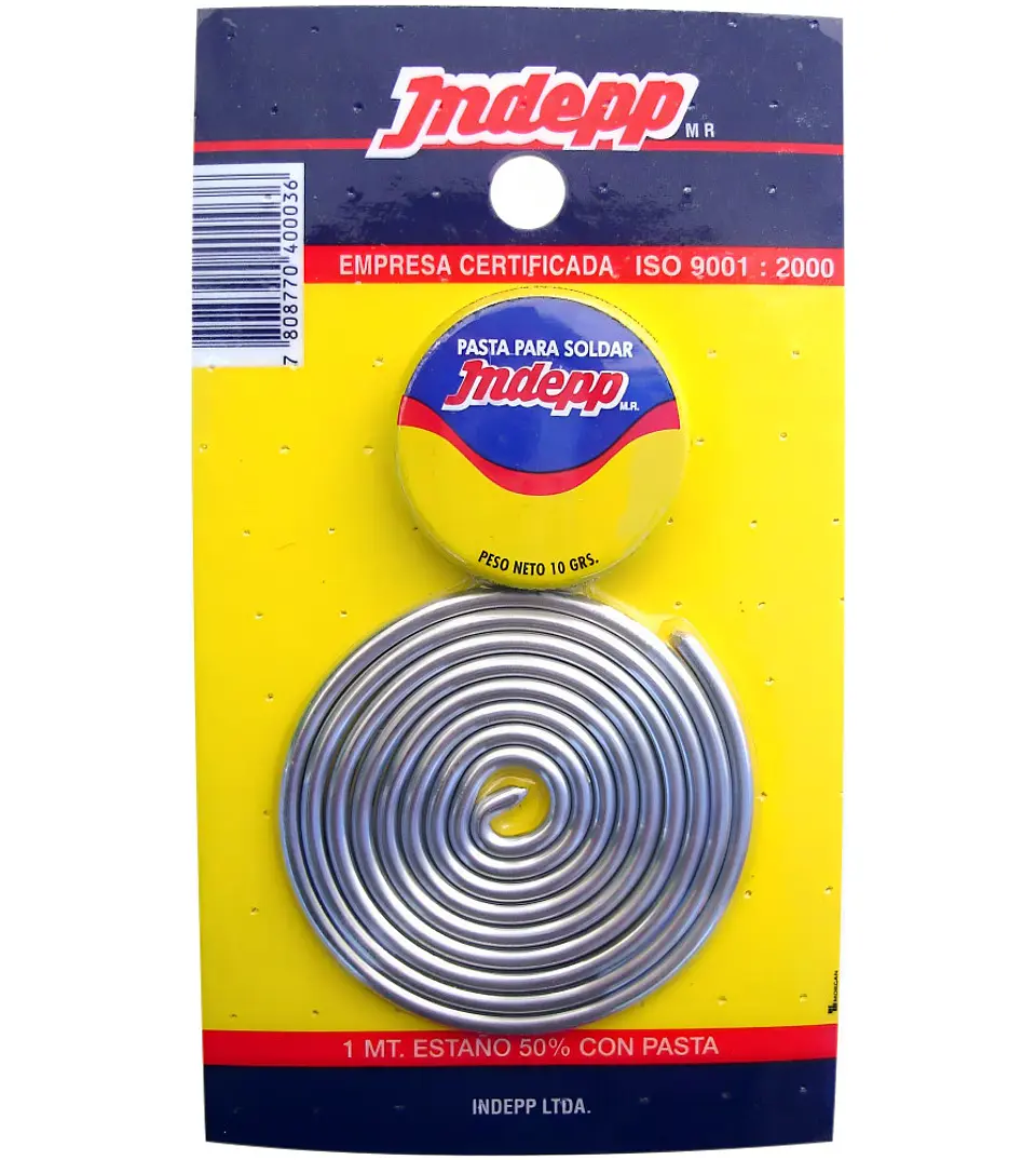 SOLDADURA ESTAÑO INDEPP 1MT+PASTA SOLDAR 10 GR. 1