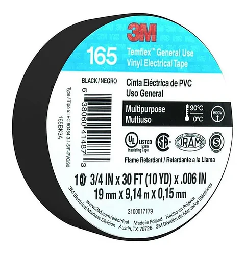 HUINCHA AISLADORA 3M 165 NEGRA 19MMX9M 263125