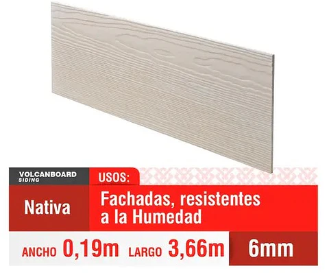 SIDING FIBROCEMENTO 6 MM. 19 X 3.66 MT.  (300)