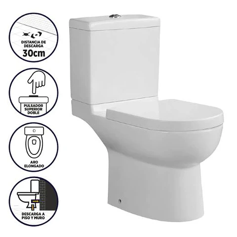 WC+ESTANQUE PARIS C/PULSADOR A MURO 30CM 217431