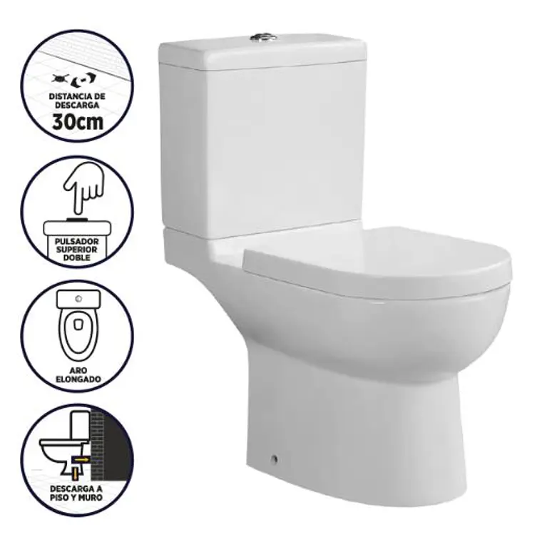 WC+ESTANQUE PARIS C/PULSADOR A MURO 30CM 217431 1