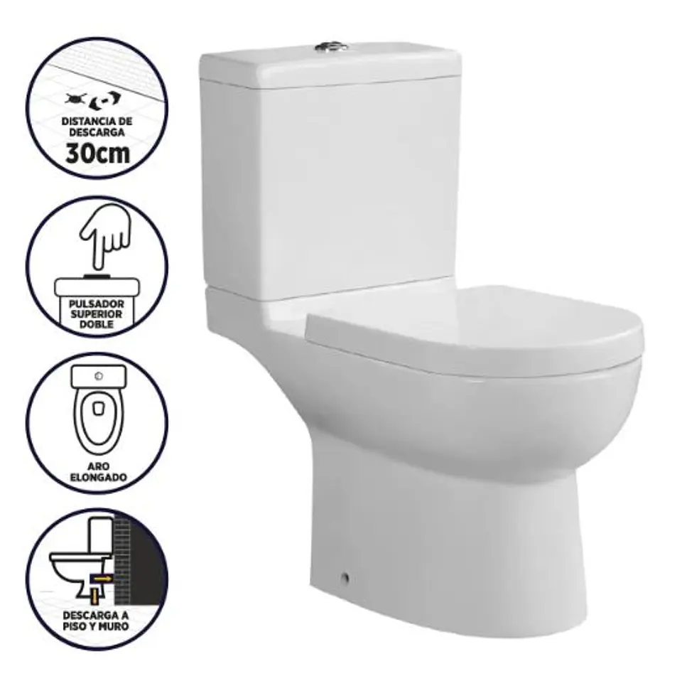 WC+ESTANQUE PARIS C/PULSADOR A MURO 30CM 217431 1