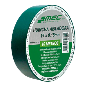 HUINCHA AISLADORA MEC VERDE 19MM.X10MT. 5000HA0644