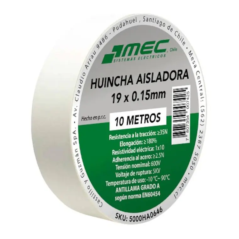 HUINCHA AISLADORA MEC BLANCO 19MM.X10MT. 5000HA0646 1