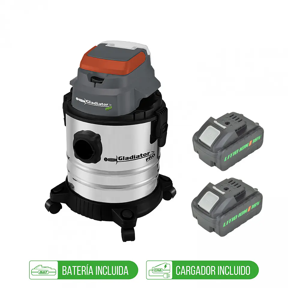 ASPIRADORA INALAMBRICA GLADIATOR 18V.20LT.2BAT.2AH+CARGADOR 054775 1