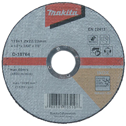 DISCO CORTE ACERO INOX. MAKITA 4.1/2" D-18764