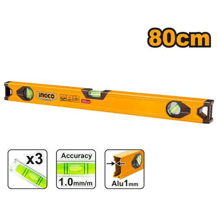 NIVEL ALUMINIO INCGO 80CM 3A HSL18080 1