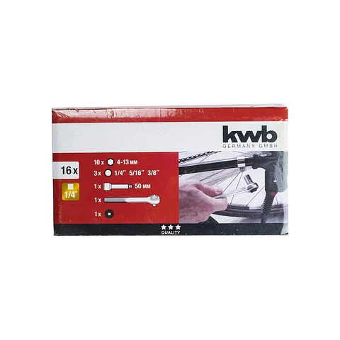JUEGO DADOS C/CHICHARRA KWB 1/4" 16 PZAS 371990