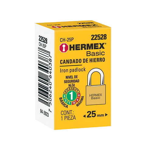 CANDADO HIERRO HERMEX 25MM.CH-25P 22528