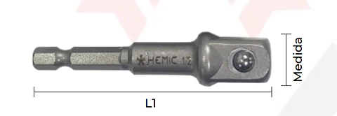 ADAPTADOR HEMIX HEX 1/4" CUADRANTE 1/2" 8610267