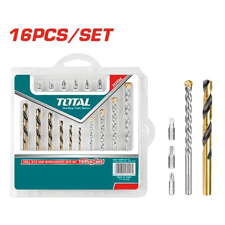 JUEGO BROCAS Y PUNTAS TOTAL 16 PZS TACSD3165 1