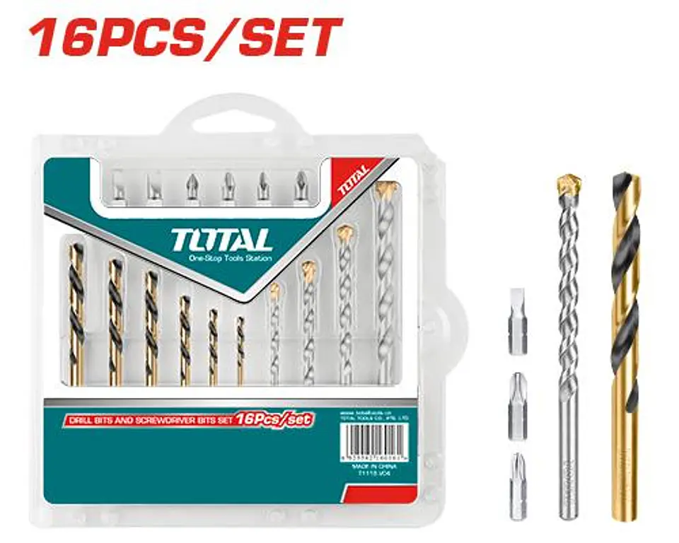 JUEGO BROCAS Y PUNTAS TOTAL 16 PZS TACSD3165 1