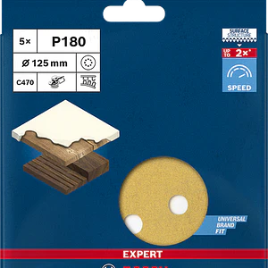 DISCO LIJA VELCRO BOSCH 125MM.G180 5PZAS.2608900808