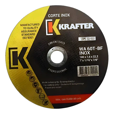 DISCO CORTE ACERO INOX KRAFTER 7" 1.6MM
