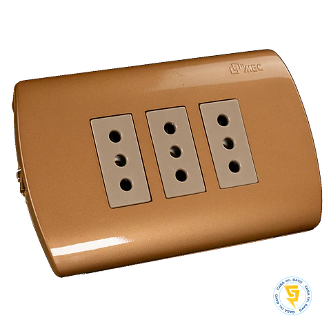 0200TA0533 ENCHUFE MEC EMB.TRIPLE 10 A.DORAD