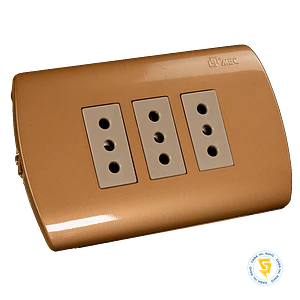 0200TA0533 ENCHUFE MEC EMB.TRIPLE 10 A.DORAD