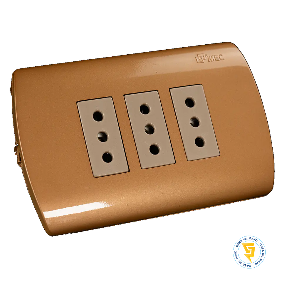 0200TA0533 ENCHUFE MEC EMB.TRIPLE 10 A.DORAD 1