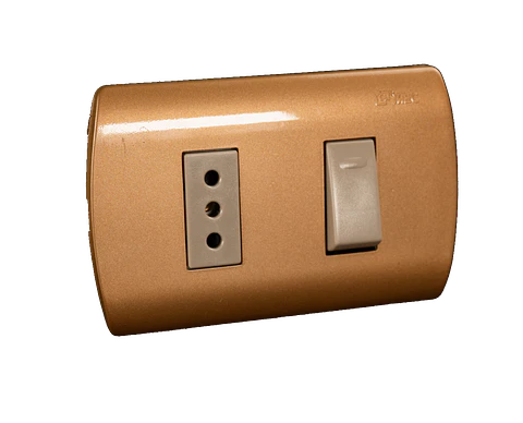0100IA0329 INTERRUPTOR MEC EMB.9/12+ENCHUFE DORADO