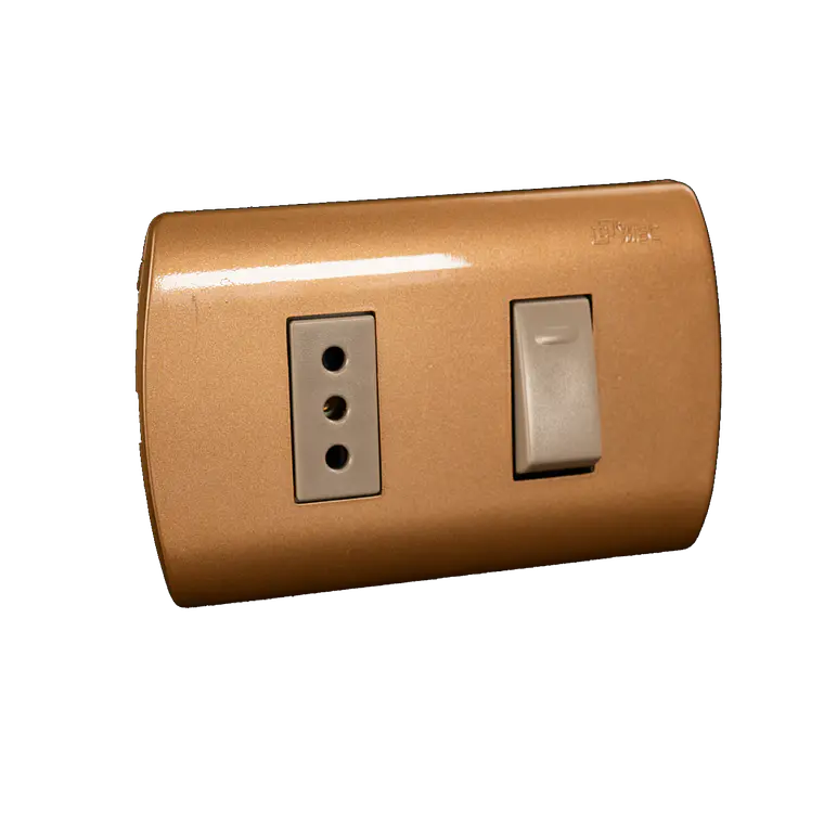 0100IA0329 INTERRUPTOR MEC EMB.9/12+ENCHUFE DORADO 1
