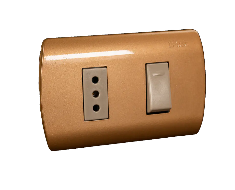 0100IA0329 INTERRUPTOR MEC EMB.9/12+ENCHUFE DORADO 1