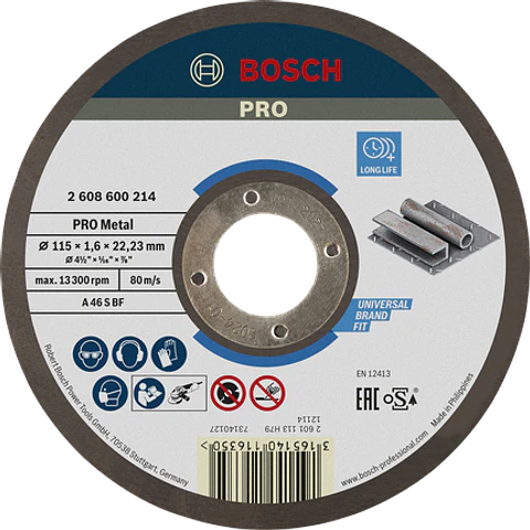 DISCO CORTE METAL BOSCH PRO 4.1/2X1.6MM 2608600214