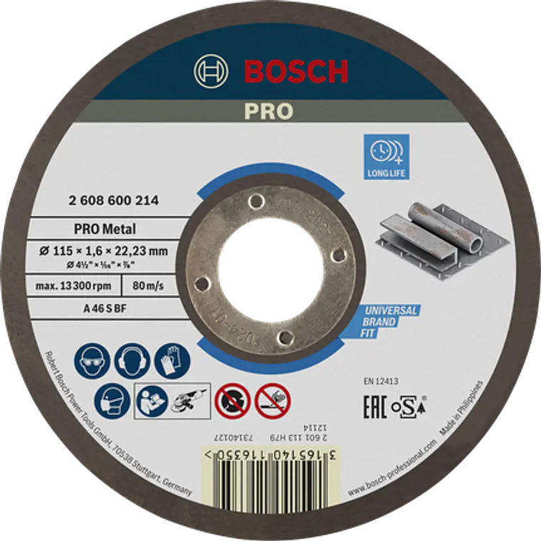 DISCO CORTE METAL BOSCH PRO 4.1/2X1.6MM 2608600214 1